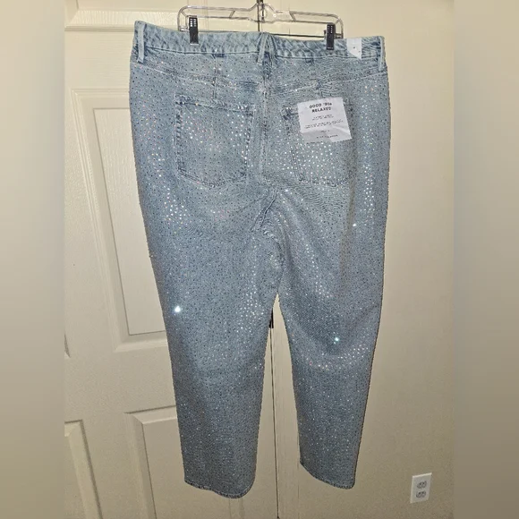 SOLD‼️NWT Good American Good '90s Relaxed Rhinestone Jeans - Picture 5 of 8